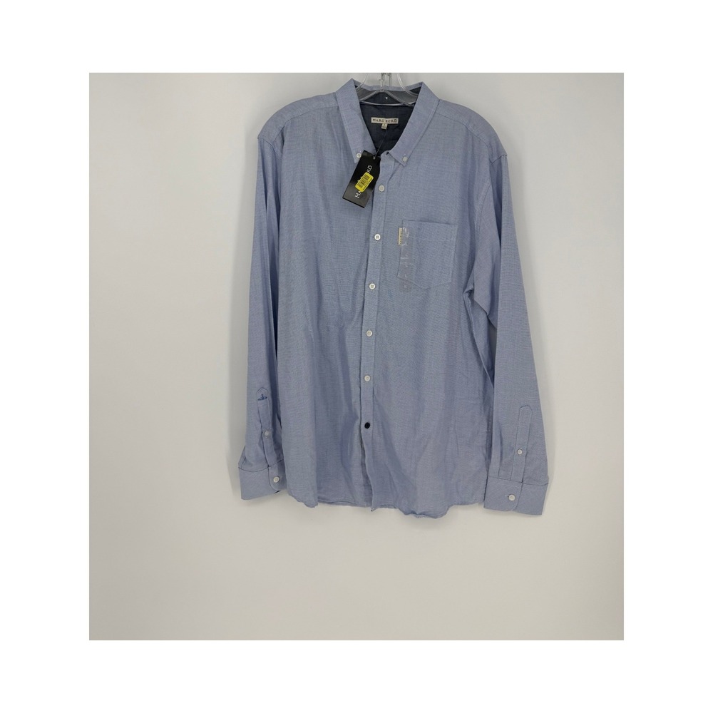 Marc Ecko Button Down Shirt Mens Large Blue Micro Check Cut & Sew NWT Staple